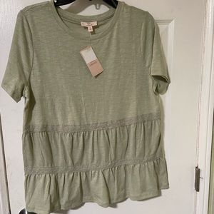 Como Vintage Light Green Lace Shirt Top Size Large NWT